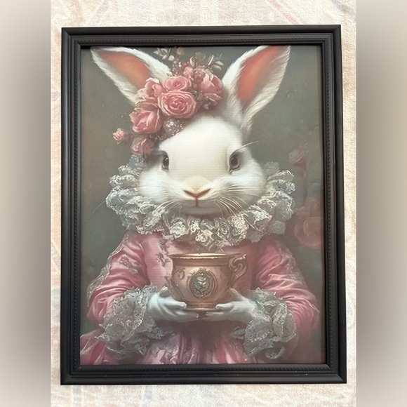 Framed 8x10” Whimsical Bunny Portrait - Picture 1 of 1